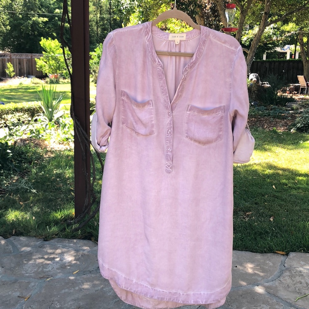 🩷 Anthropologie; Cloth & Stone - Lilac Colored Dress w/Roll-Up Sleeves. Misses M